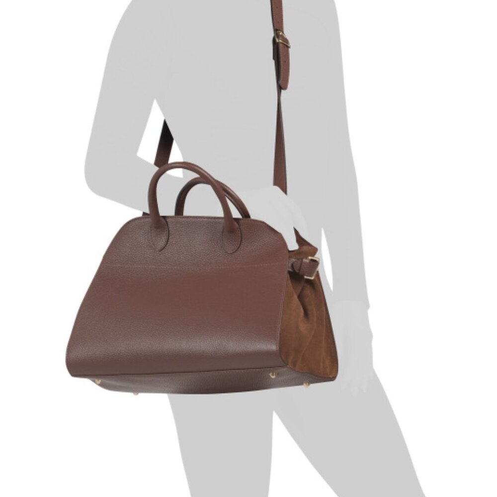 Viral Anna Paola Genuine Bruciato Brown Italian Leather & Suede Satchel Tot… - Picture 13 of 15
